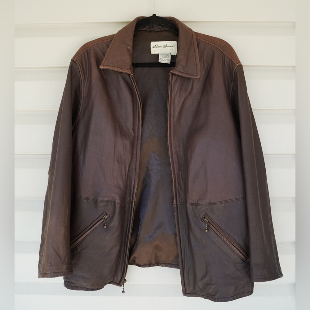 Vintage Brown Genuine Leather Bomber Jacket